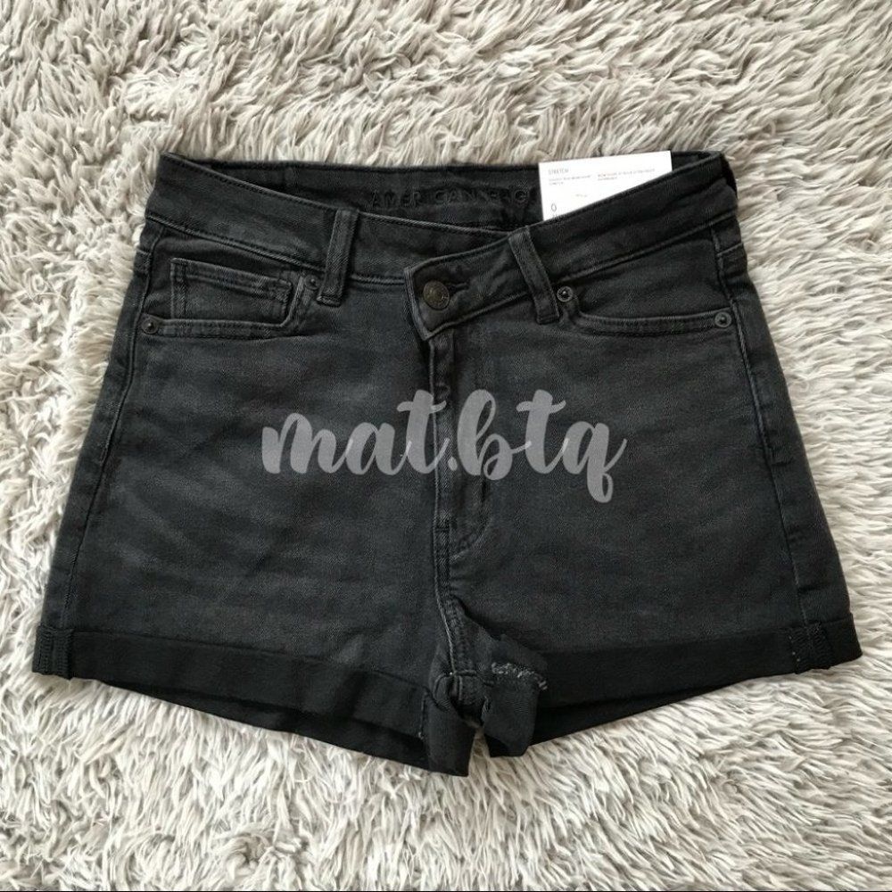 American Eagle Outfitters Black Highest Rise Mom Denim Short
